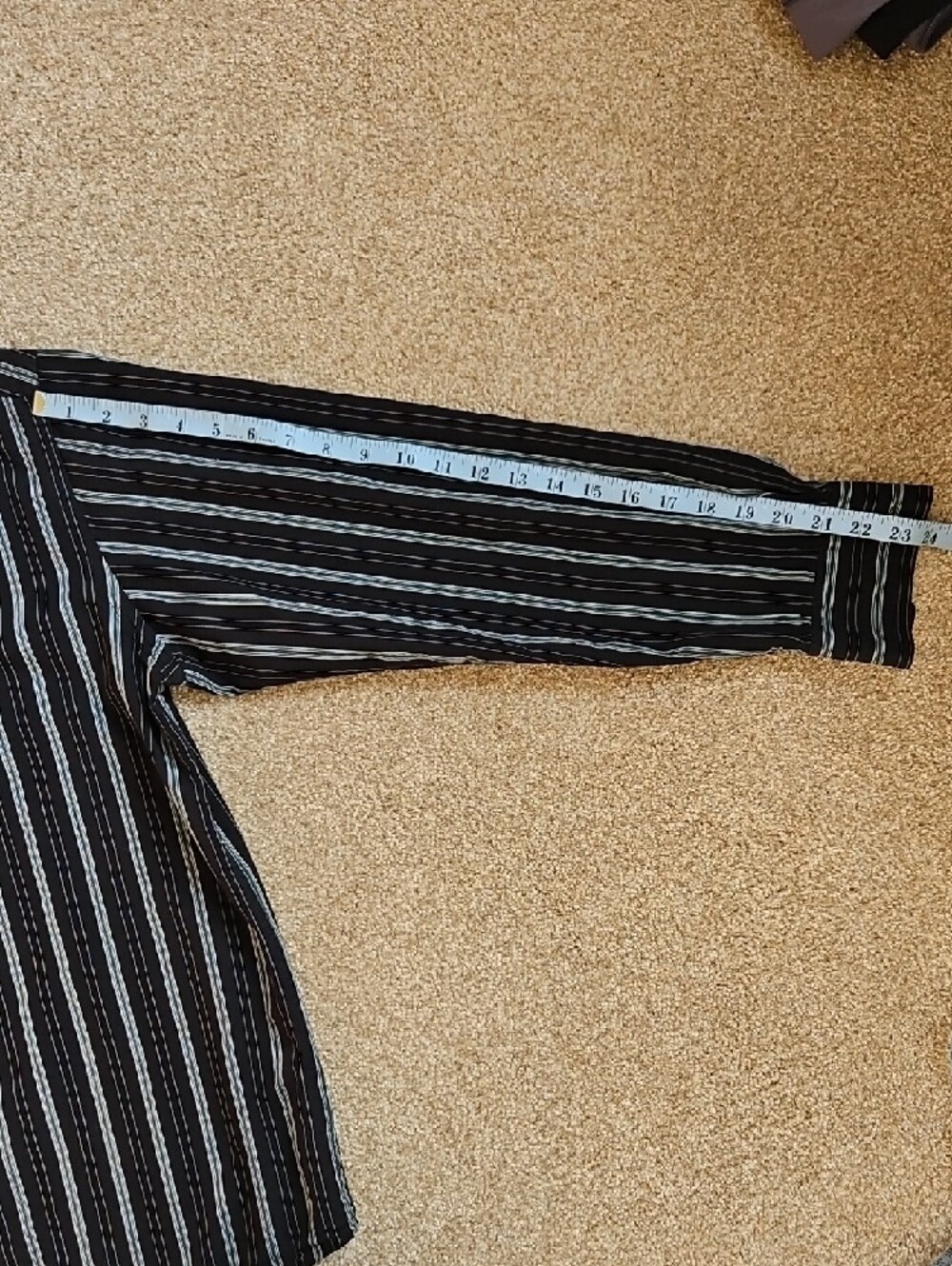 J Ferrar Size L 16-16.5 Black Stripe Shirt with Teal and White Stripes - Picture 12 of 13